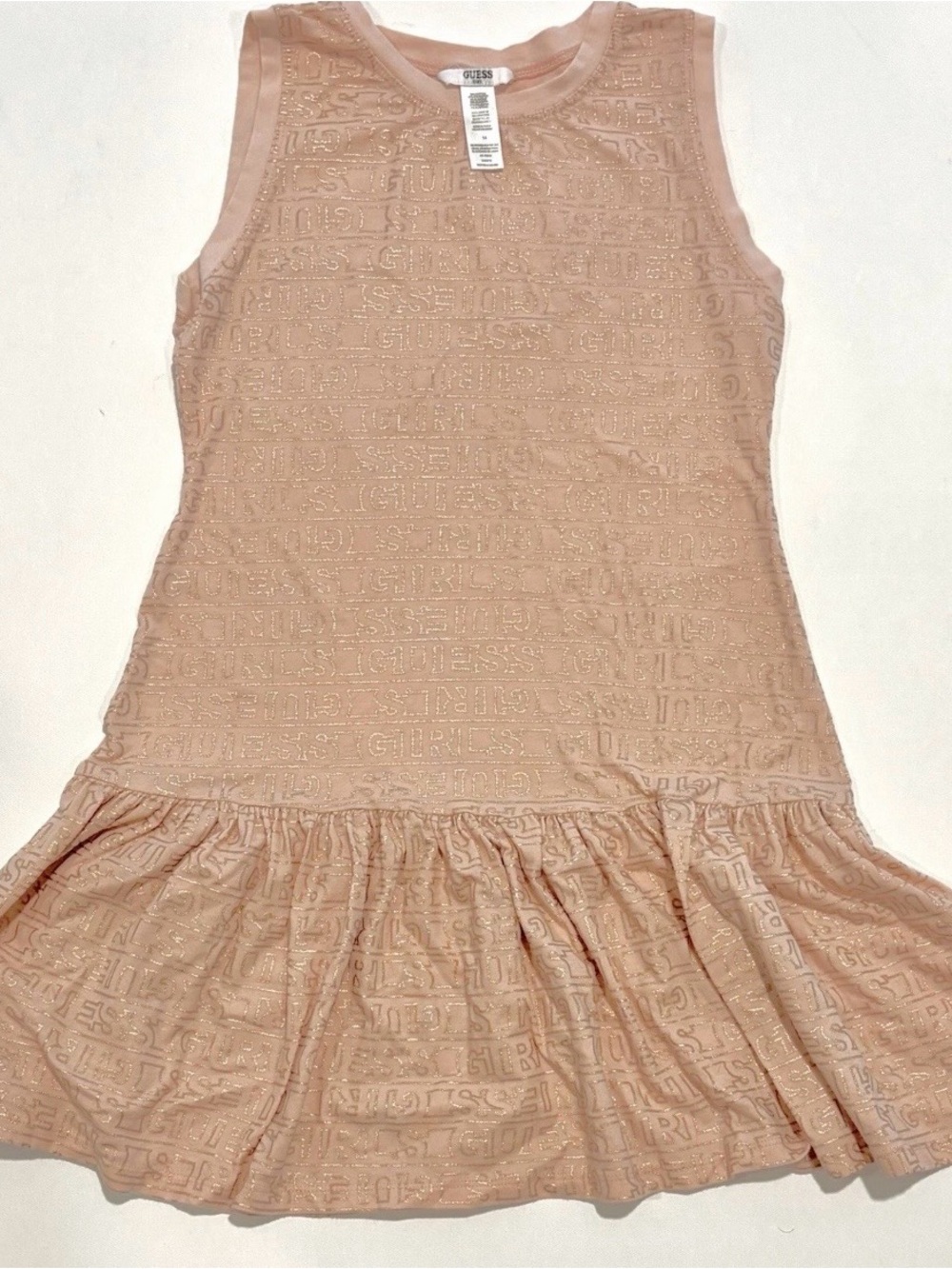 Guess Girls Sleeveless Blush Pink Ruffle Dress size 14
